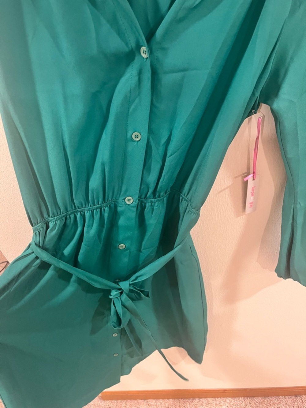NWT Harper and Gray Green Smocked Button Front Midi Dress-Medium - Picture 2 of 10